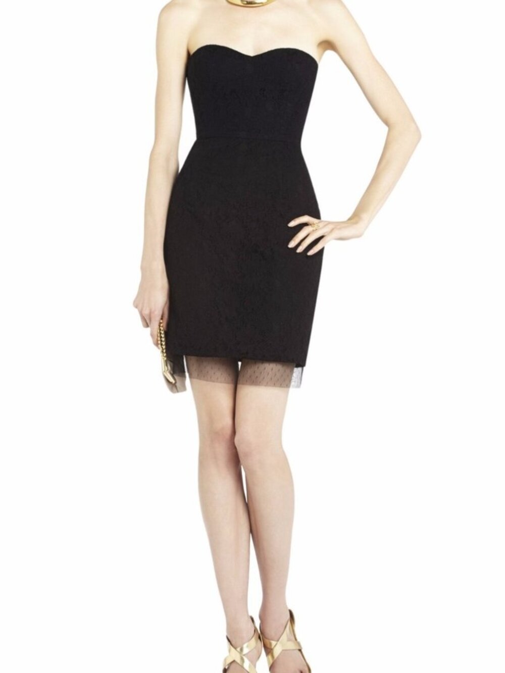 BCBGMaxAzaria Roselle Strapless Lace Mini Dress